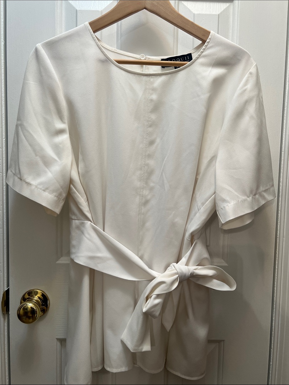 Eloquii White Tie-Waist Short Sleeve Top Sz 16